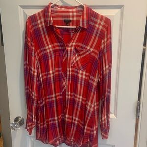 Talbots red, white and blue button up long sleeve shirt.